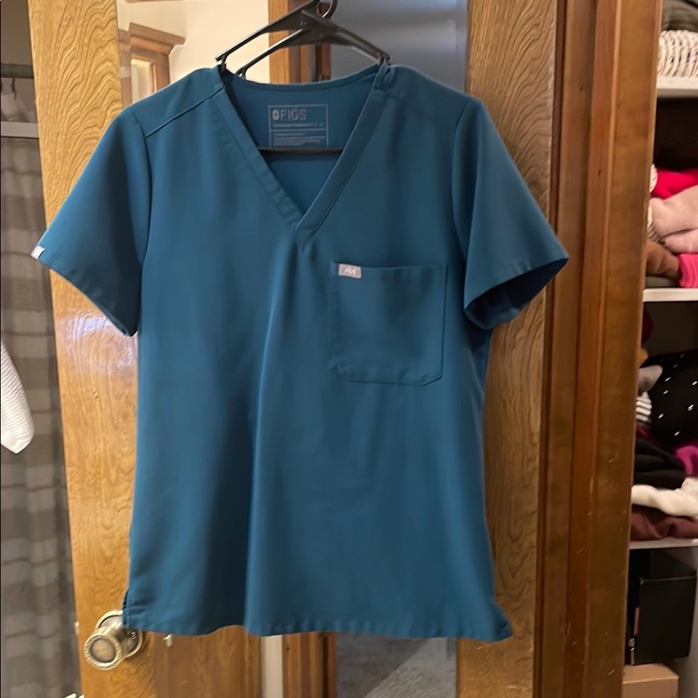 Figs Blue V-Neck Scrub Top
